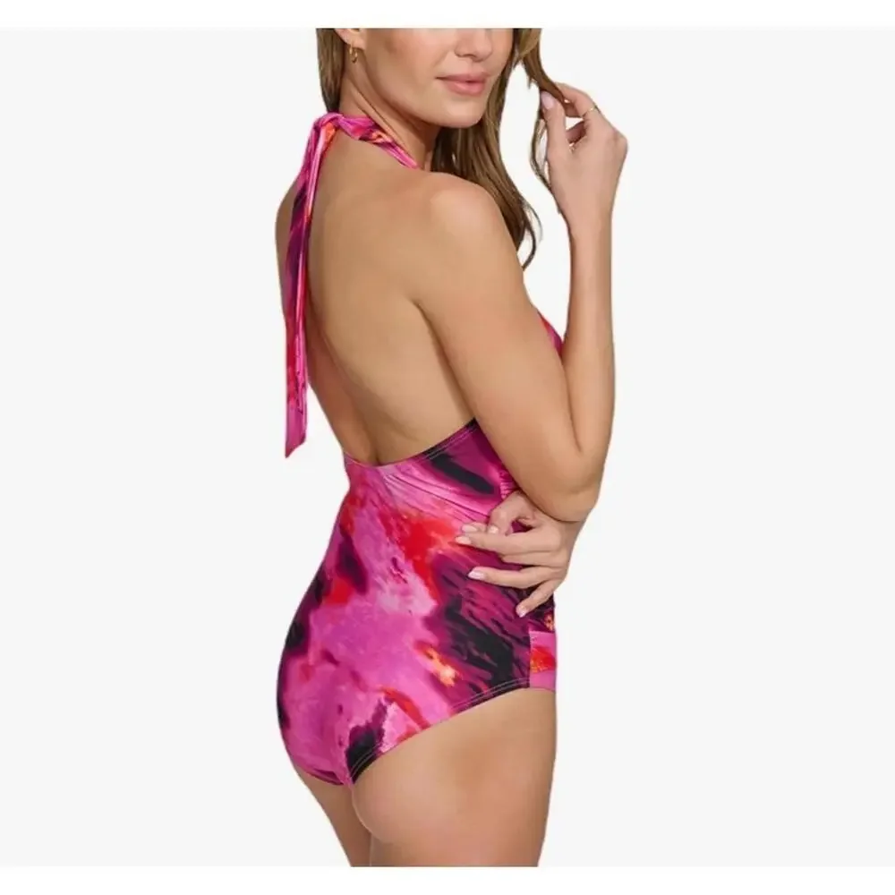 DKNY Trangle Halter-Style One-Piece Swimsuit Women's Size XL NWT